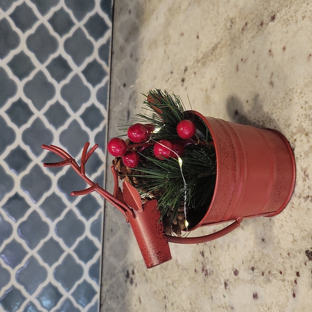 Tin Reindeer Lighted Faux Arrangement